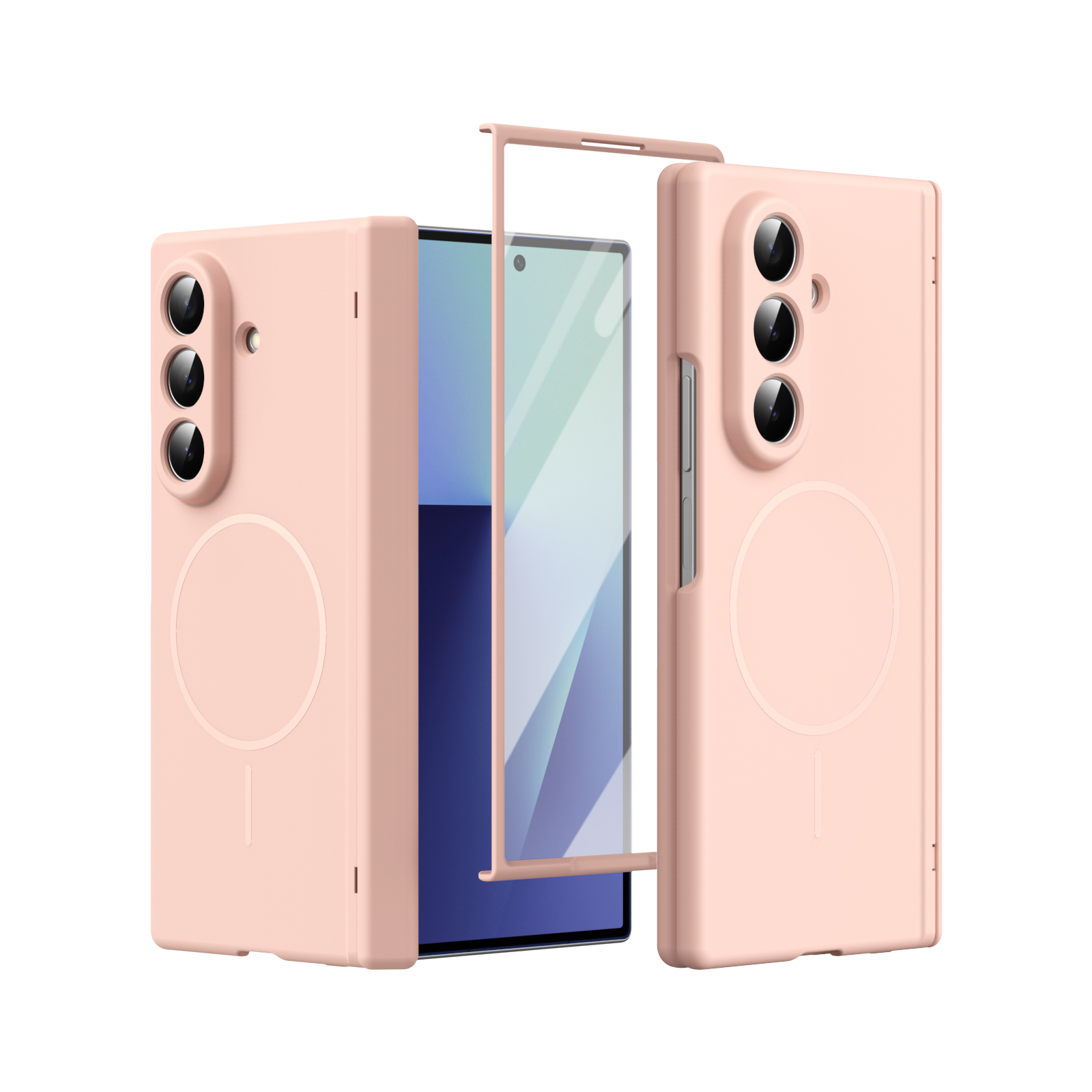 Screen Protector Film - 指紋防止フルカバーマグネット式ケース、前面強化ガラスフィルム付き、Samsung Galaxy Z Fold 8 Ultra