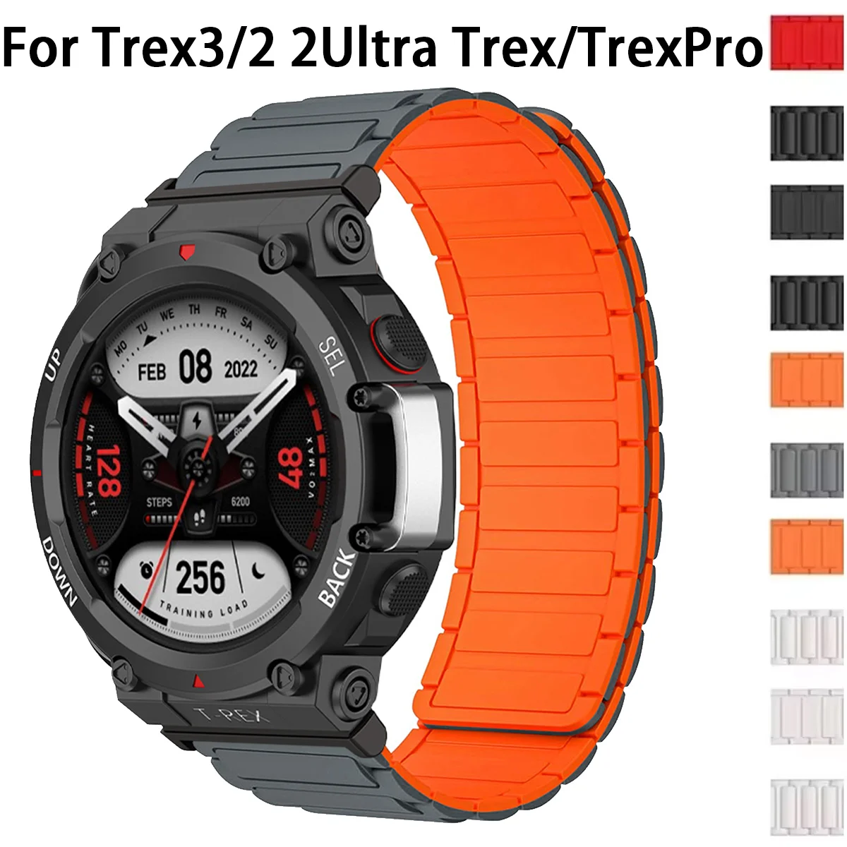 Silicone Band Replacement - スポーツシリコーン磁気バンド Huami Amazfit T-rex/T Rex プロ時計バンドブレスレット