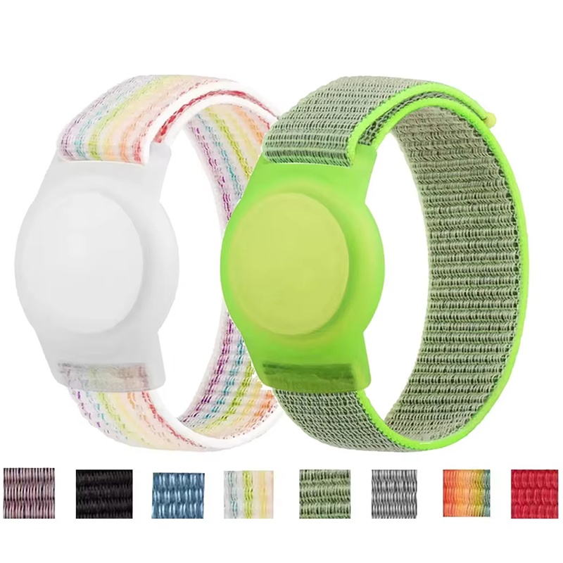 Silicone Band Replacement - シリコーンケースナイロンストラップ防水アンチスクラッチ子供ブレスレット交換用子供リストバンド Apple AirTag トラッカーアクセサリー用
