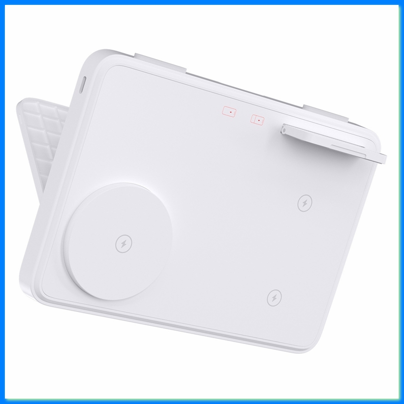 Watch Charging Dock - LEDナイトライトと折りたたみ可能なデザインを備えたワイヤレス充電ドック、時計用の高速充電用 ホワイト-ABFB
