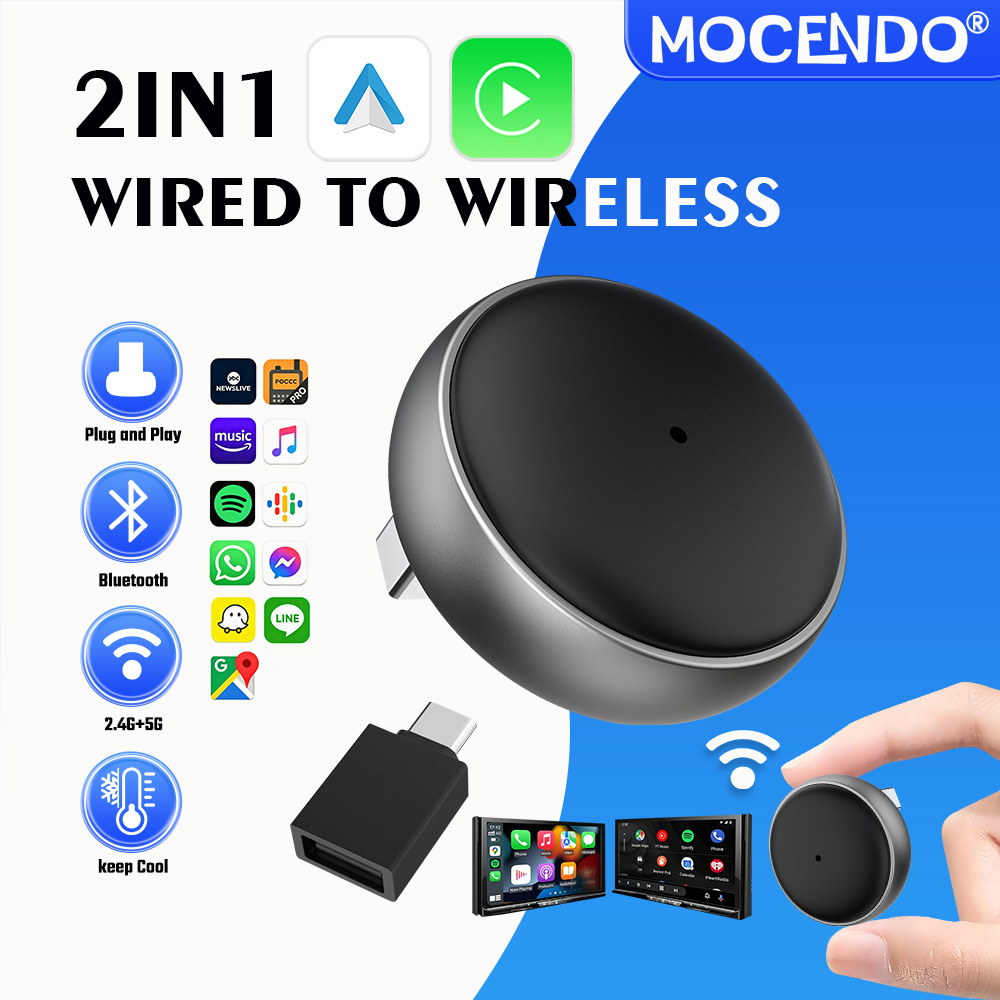 Smart Accessories - MOCENDO 2in1 有線から無線へのCarPlayアダプター Android Autoドングル 高品質スマートボックス