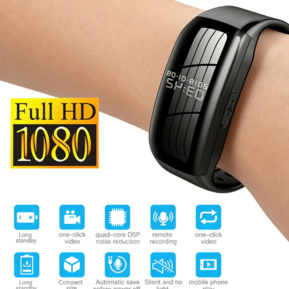 Android Smartwatch Accessories - 2 in 1 スマートウォッチ写真撮影可能カメラウォッチオーディオビデオ録画ブレスレットインテリジェントノイズリダクションディクタフォンリストバンド