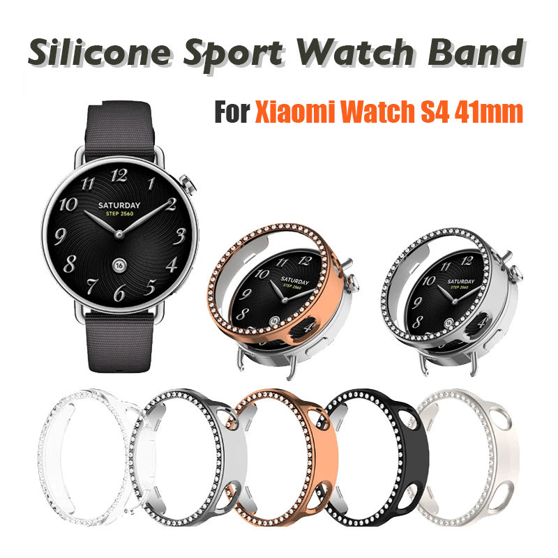 Xiaomi Smartwatch S4 Accessories - 単列ドリル中空ケース Xiaomi 時計 S4 41 ミリメートルスマートウォッチストラップ保護カバーバンパースクリーンプロテクターシェルアクセサリー