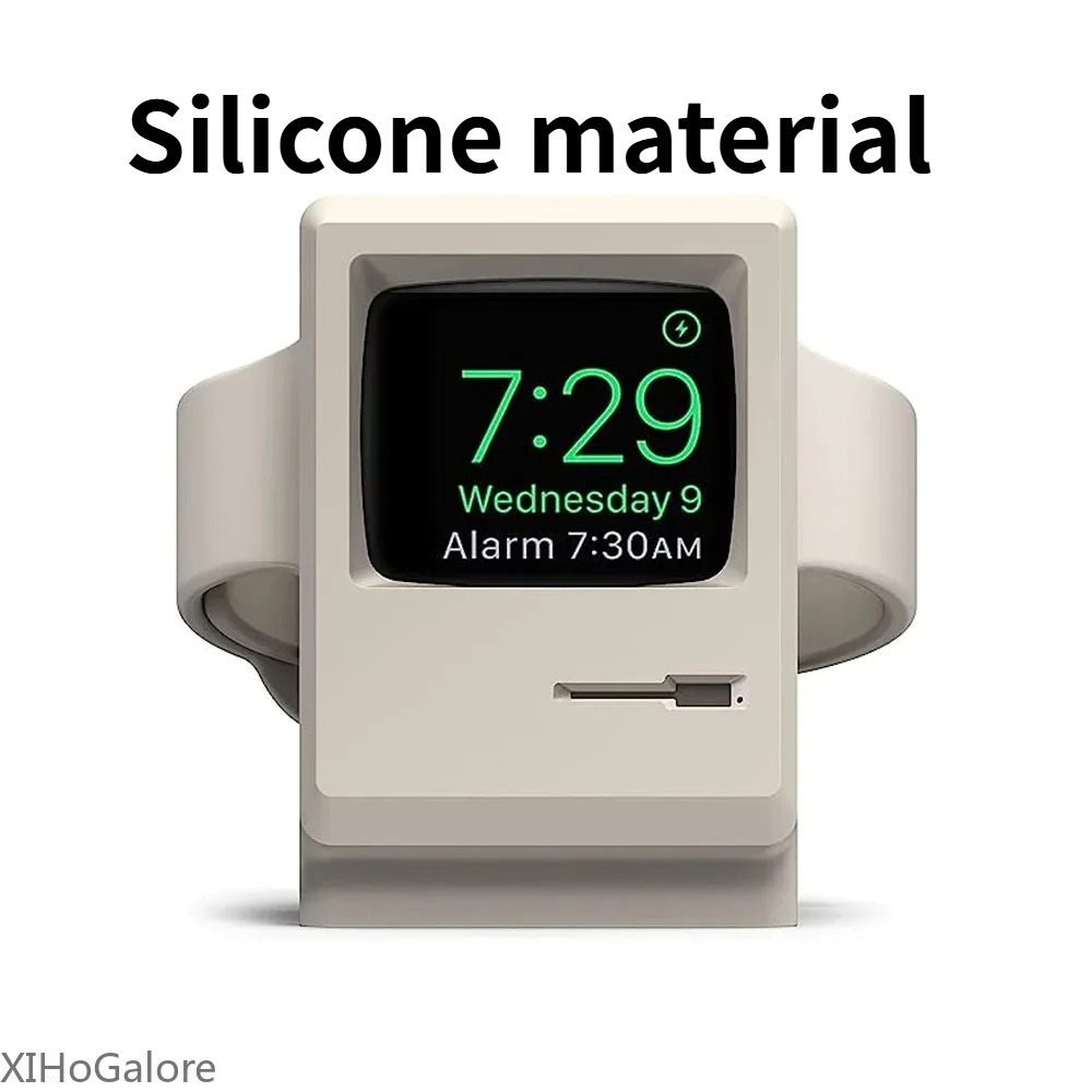 Watch Charging Dock - レトロなコンピューターパターンのシリコン製充電スタンド Apple Watch 1 7 6