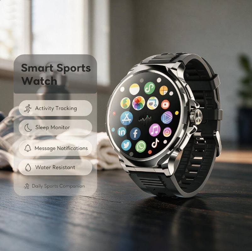 Android Smartwatch Accessories - 4G SIM 多機能スポーツスマートウォッチ 曲面アイケアスクリーン 大容量ストレージ Bluetooth通話