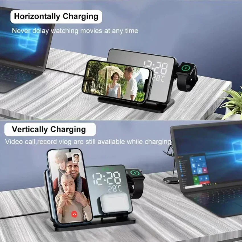 ワイヤレス充電器付き目覚まし時計スタンド、iPhone 16 - Watch Charger Cable のレビューと価格