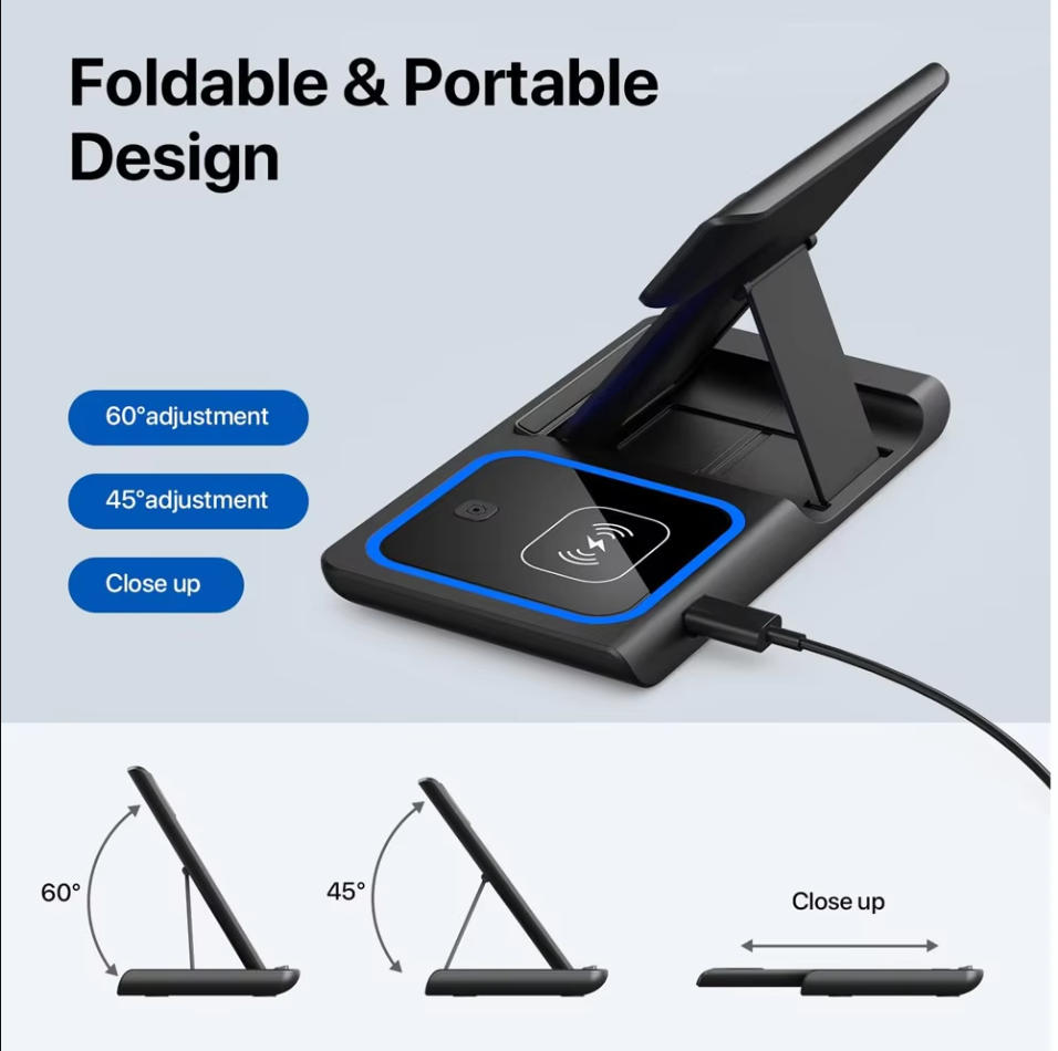 高速ワイヤレス充電器 充電ステーション 折りたたみ式スタンド - Watch Charger Cable のレビューと価格