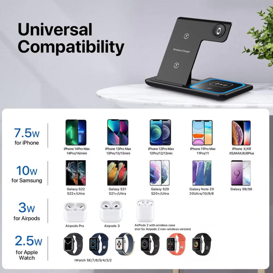 高速ワイヤレス充電器 充電ステーション 折りたたみ式スタンド - Watch Charger Cable のレビューと価格