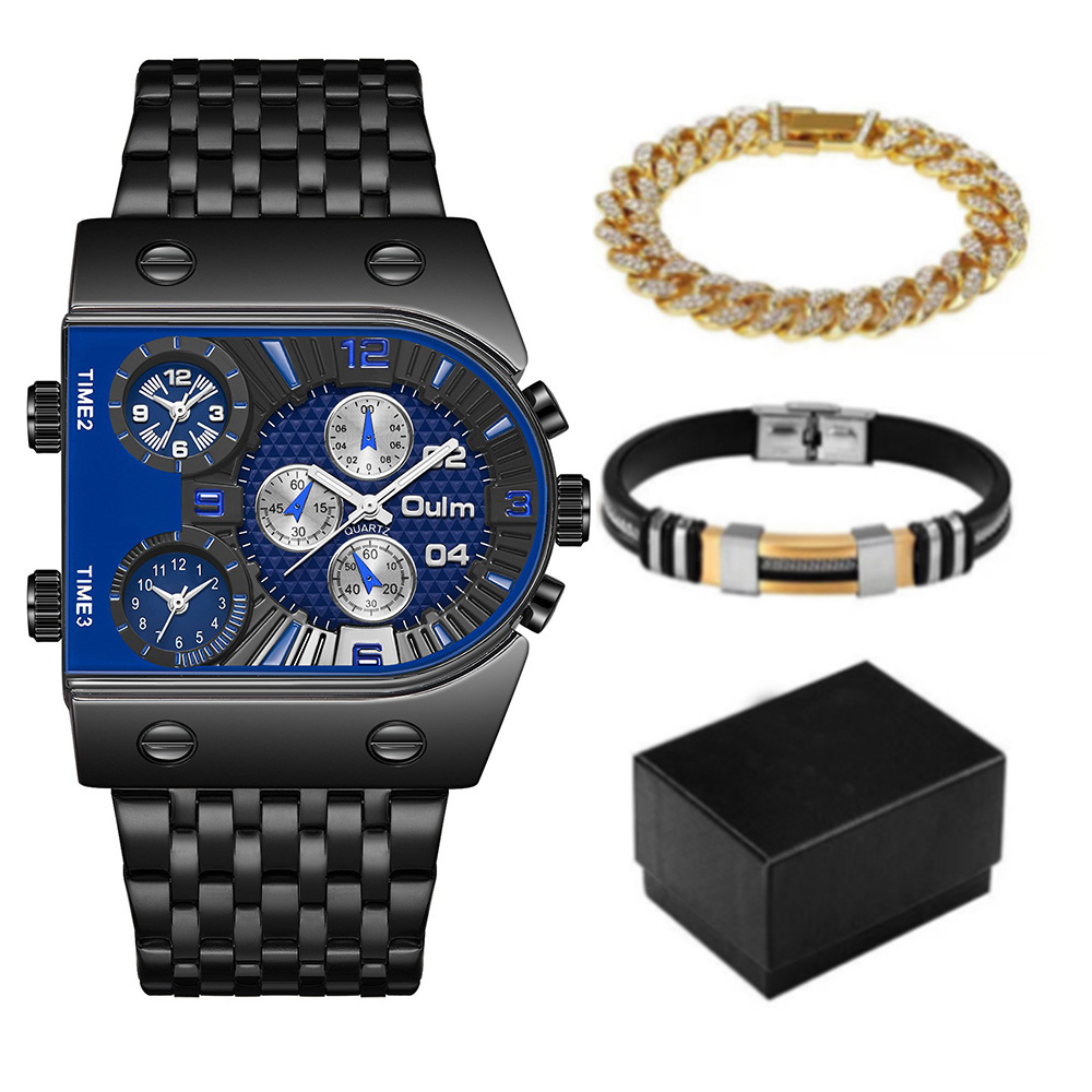 メンズ高級長方形ゴールドシルバー大型文字盤夜光防水クォーツ時 - Smartwatch Faces のレビューと価格