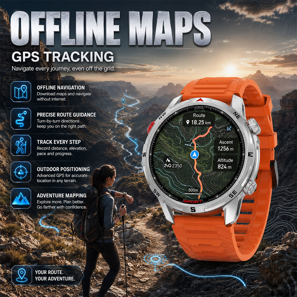 多機能スポーツGPSスマートウォッチ 5ATM防水 高度計  - Smartwatch Faces のレビューと価格