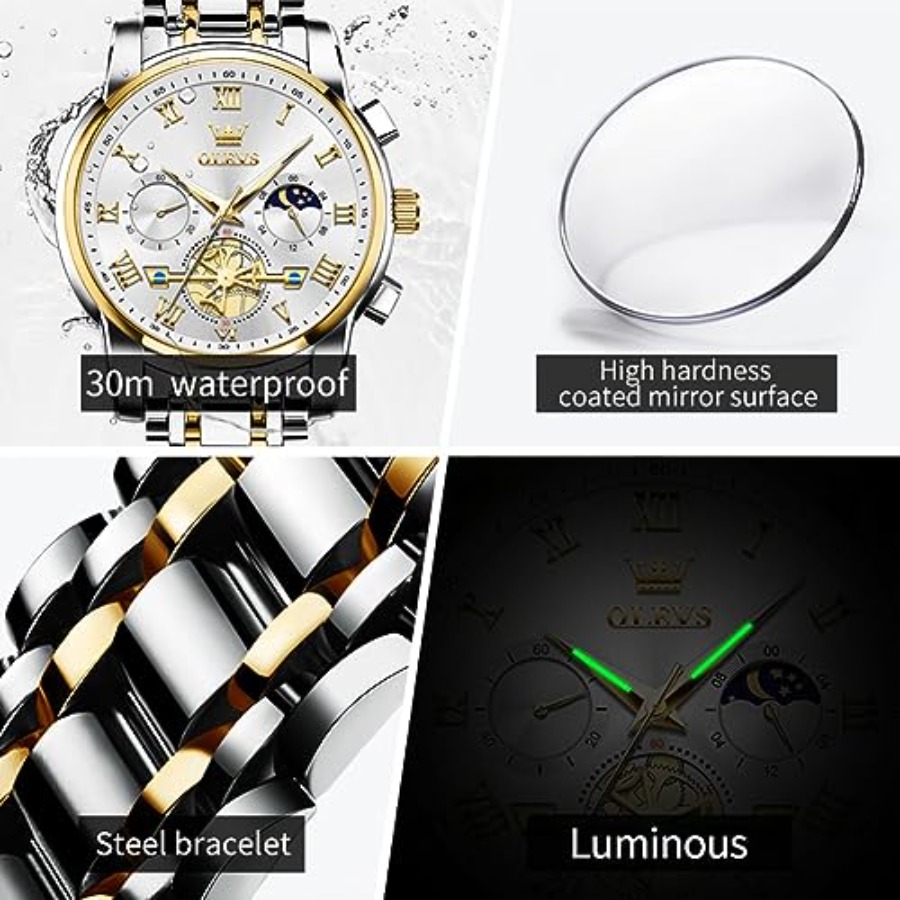 OLEVS 腕時計メンズ防水高級ビッグフェイスメンズ腕時計ス - Smartwatch Faces のレビューと価格