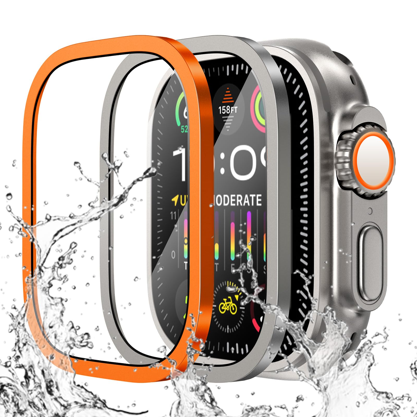Apple Watch用の傷防止強化ガラス,チタンメタルフレ - Smartwatch Watch Accessories For Women のレビューと価格