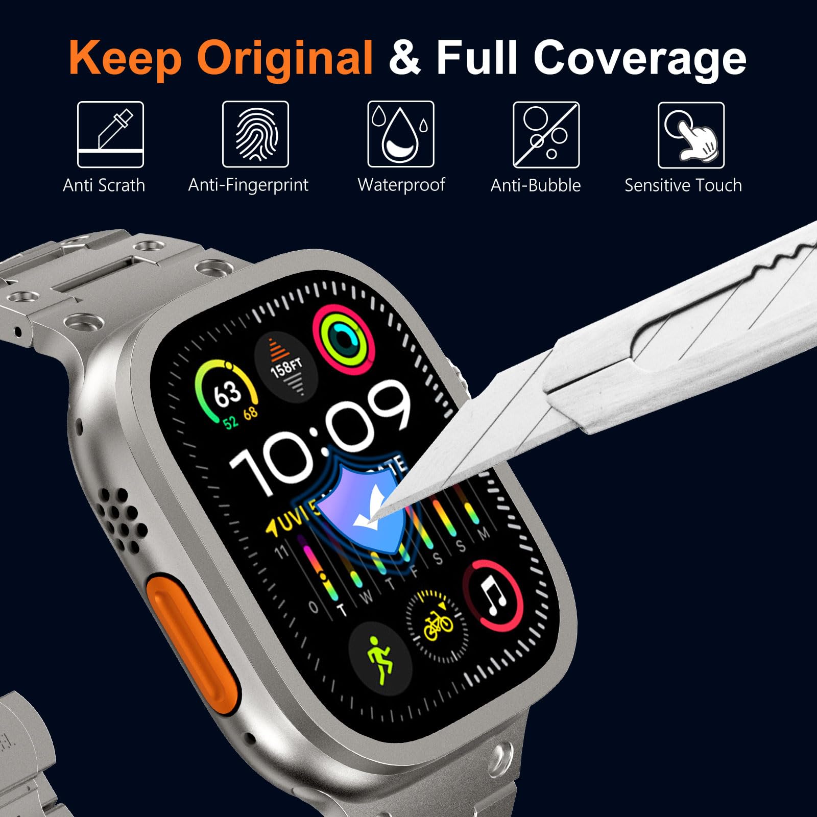 Apple Watch用の傷防止強化ガラス,チタンメタルフレ - Smartwatch Watch Accessories For Women のレビューと価格
