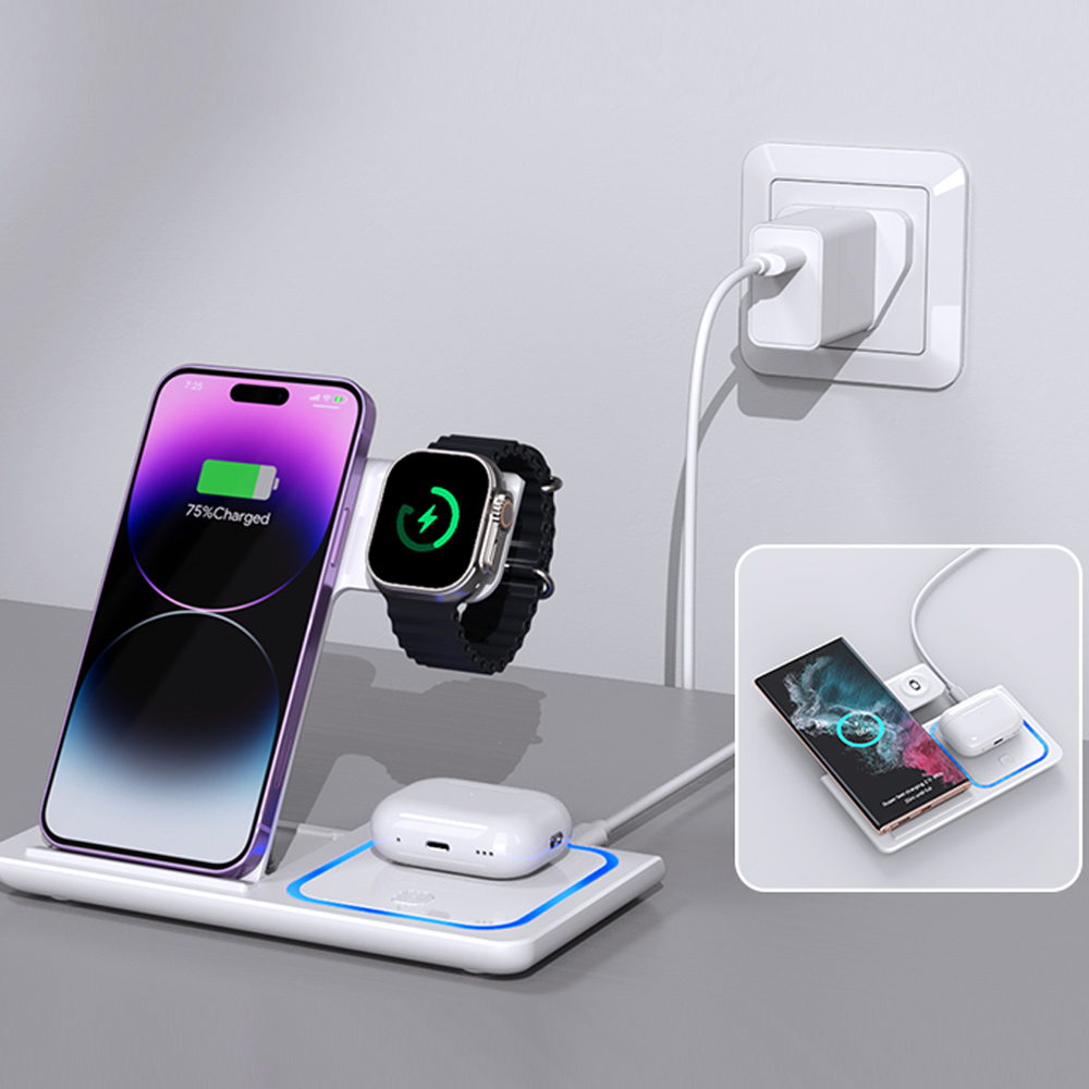 LED 3 in 1 ワイヤレス充電ステーション iPhon - Watch Charger Cable のレビューと価格
