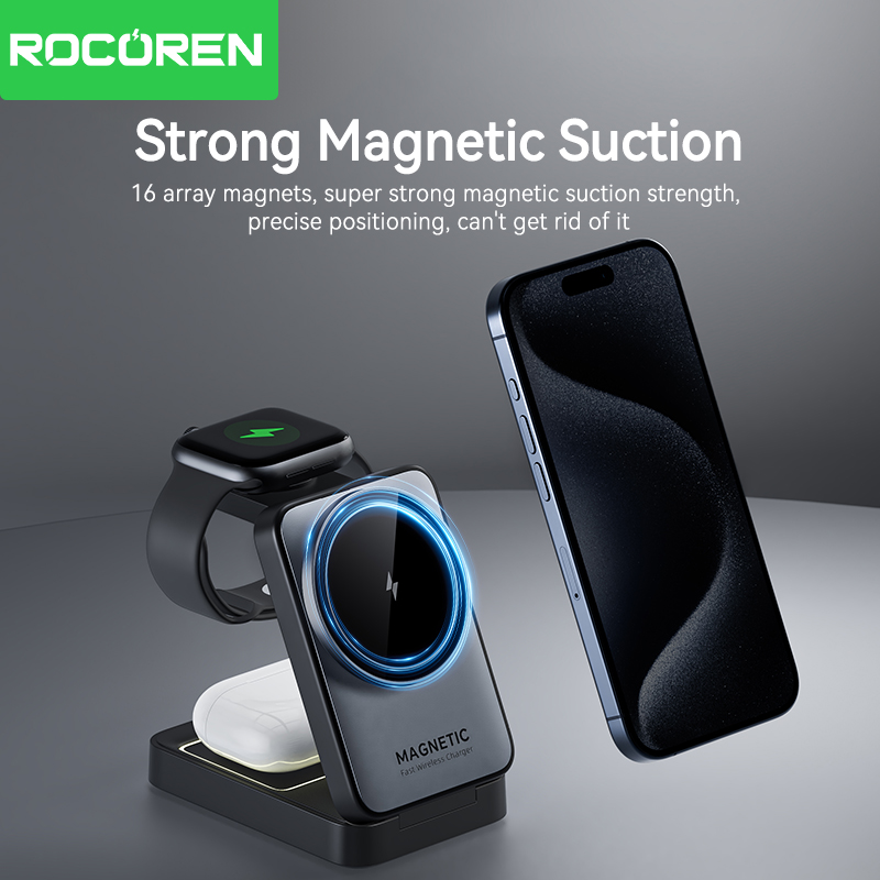Rocoren 折りたたみ 3 で 1 ワイヤレス充電スタン - Watch Charging Dock のレビューと価格