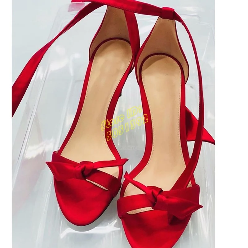 レザーノットスティレットハイヒールサンダル　白赤黒　オープン - Leather Classic Strap のレビューと価格