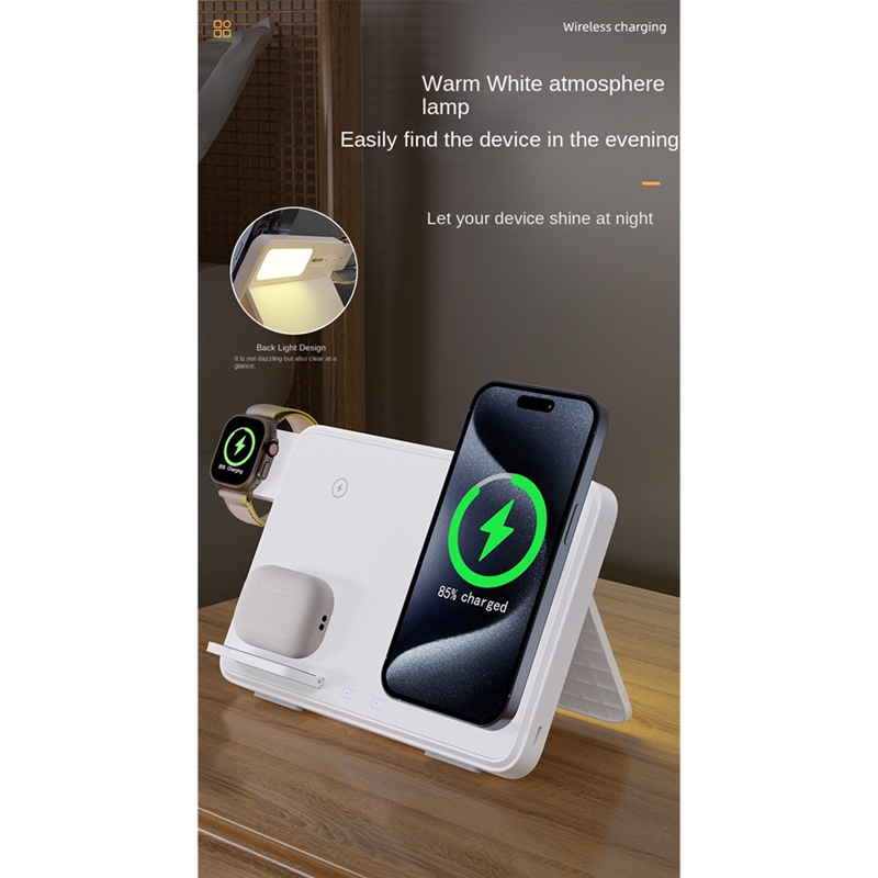 LEDナイトライトと折りたたみ可能なデザインを備えたワイヤレ - Watch Charging Dock のレビューと価格