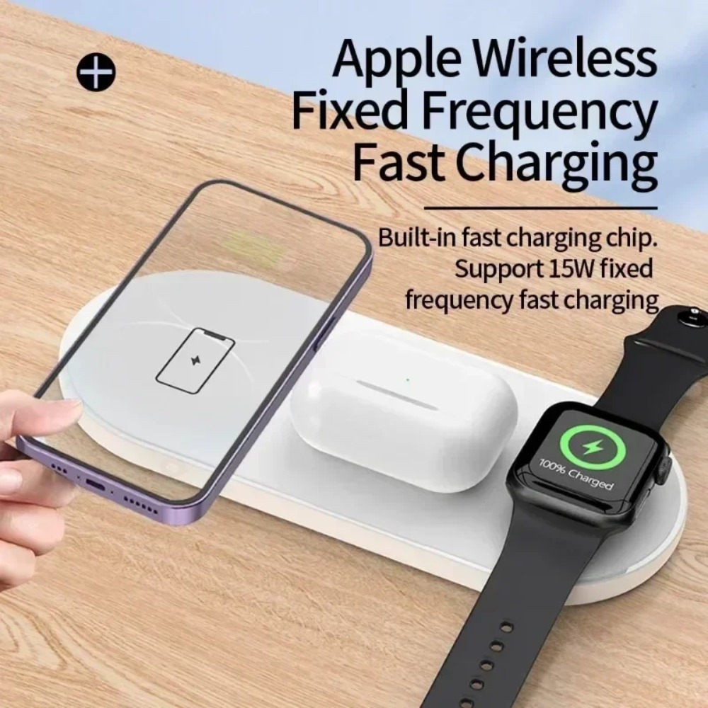 3-in-1 ワイヤレス充電パッド 急速充電ドックステーショ - Watch Charger Cable のレビューと価格