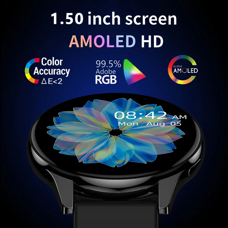 Amoled-男性と女性のためのコネクテッドウォッチ,スポー - Smartwatch Faces のレビューと価格