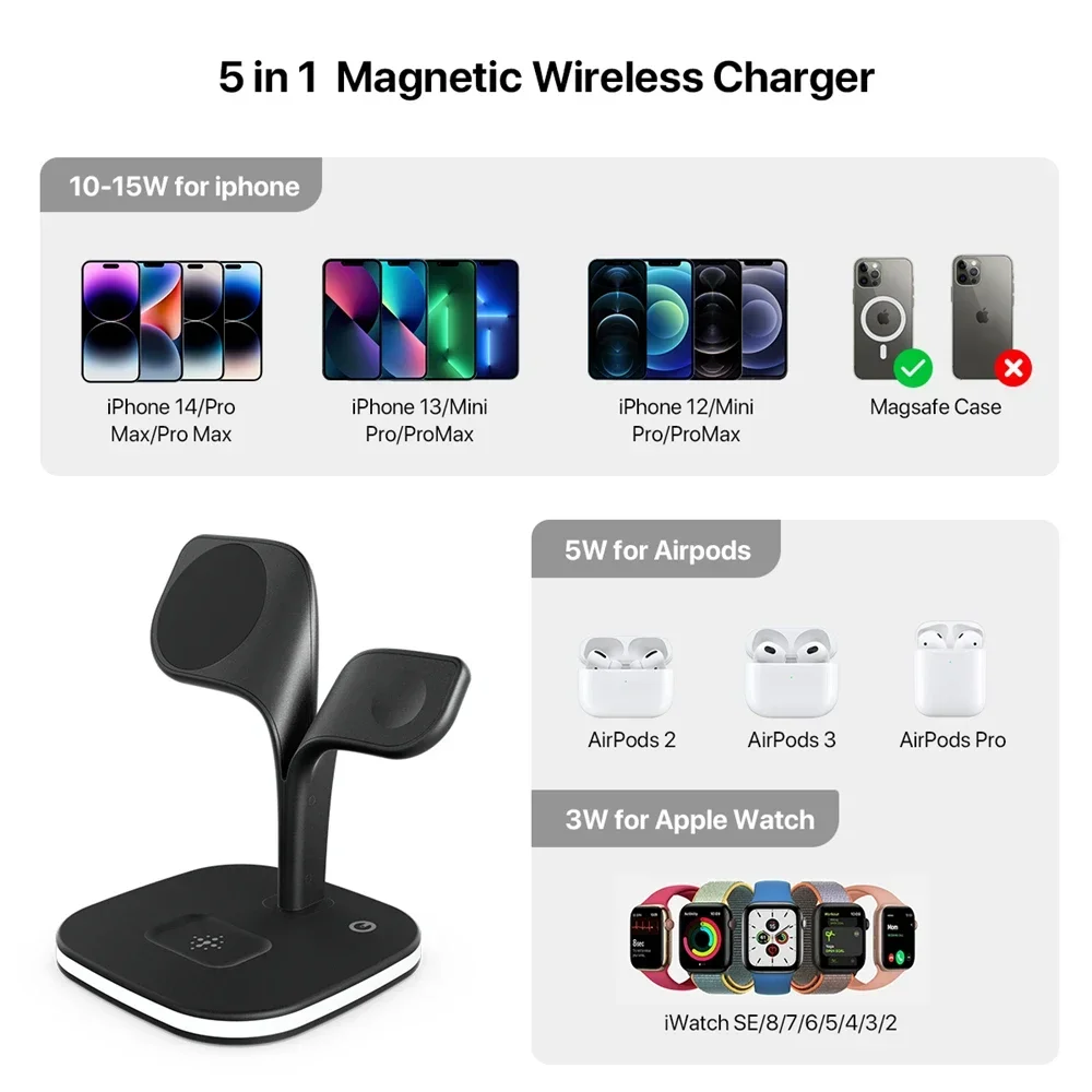 磁気 3 in 1 ワイヤレス充電器 iPhone 13/1 - Watch Charger Cable のレビューと価格