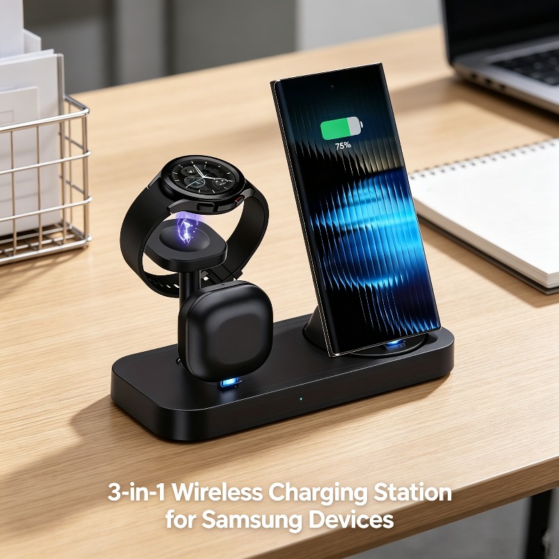 3 in 1 ワイヤレス充電器 デュアルコイル急速充電スタン - Watch Charger Cable のレビューと価格