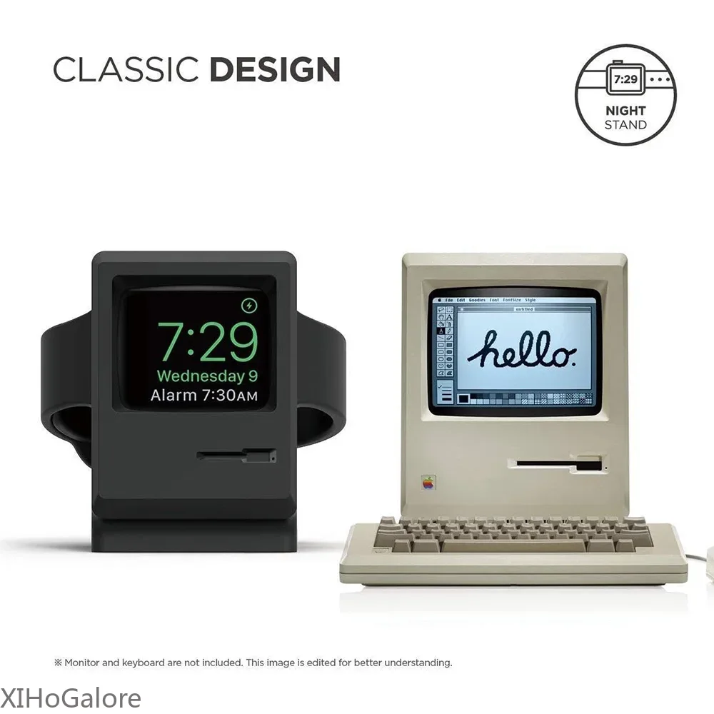 レトロなコンピューターパターンのシリコン製充電スタンド Ap - Watch Charging Dock のレビューと価格