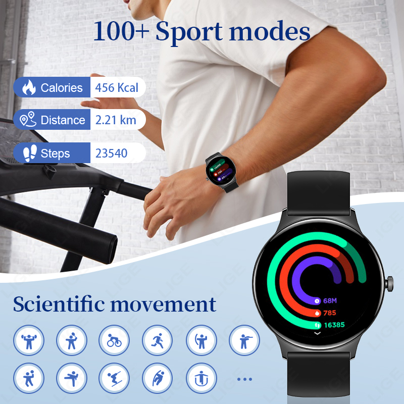 LIGE 超薄型ファッションスマートウォッチ女性画面常に時間 - Android Smartwatch Accessories のレビューと価格
