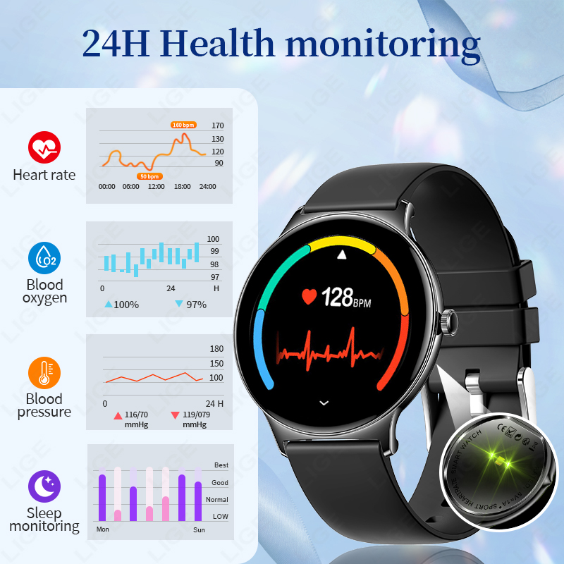 LIGE 超薄型ファッションスマートウォッチ女性画面常に時間 - Android Smartwatch Accessories のレビューと価格