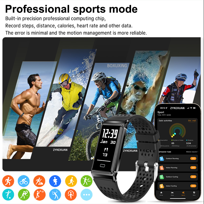 新しいフィットネストラッカースマートブレスレット健康モニター - Android Smartwatch Accessories のレビューと価格