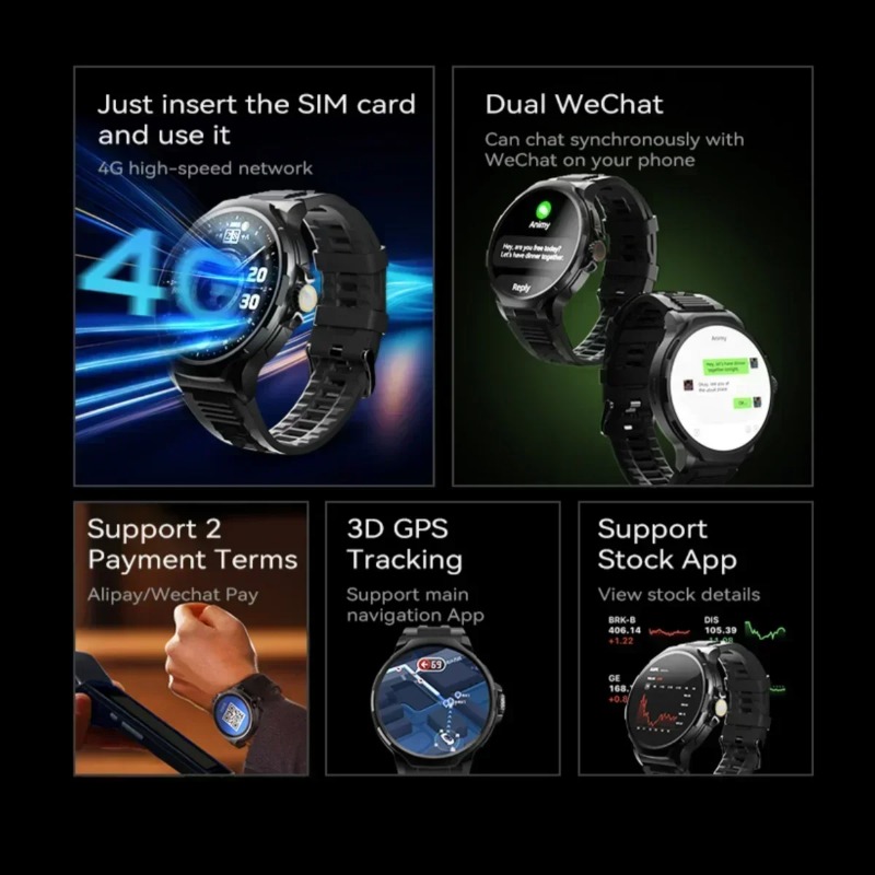4G SIM 多機能スポーツスマートウォッチ 曲面アイケアス - Android Smartwatch Accessories のレビューと価格